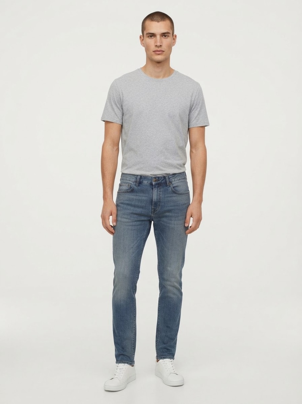 H&M &Denim Slim Low Waist Blue Jeans Size 30x32 Button Fly